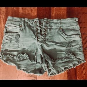 Billabong Teal Tie Front Jean Shorts